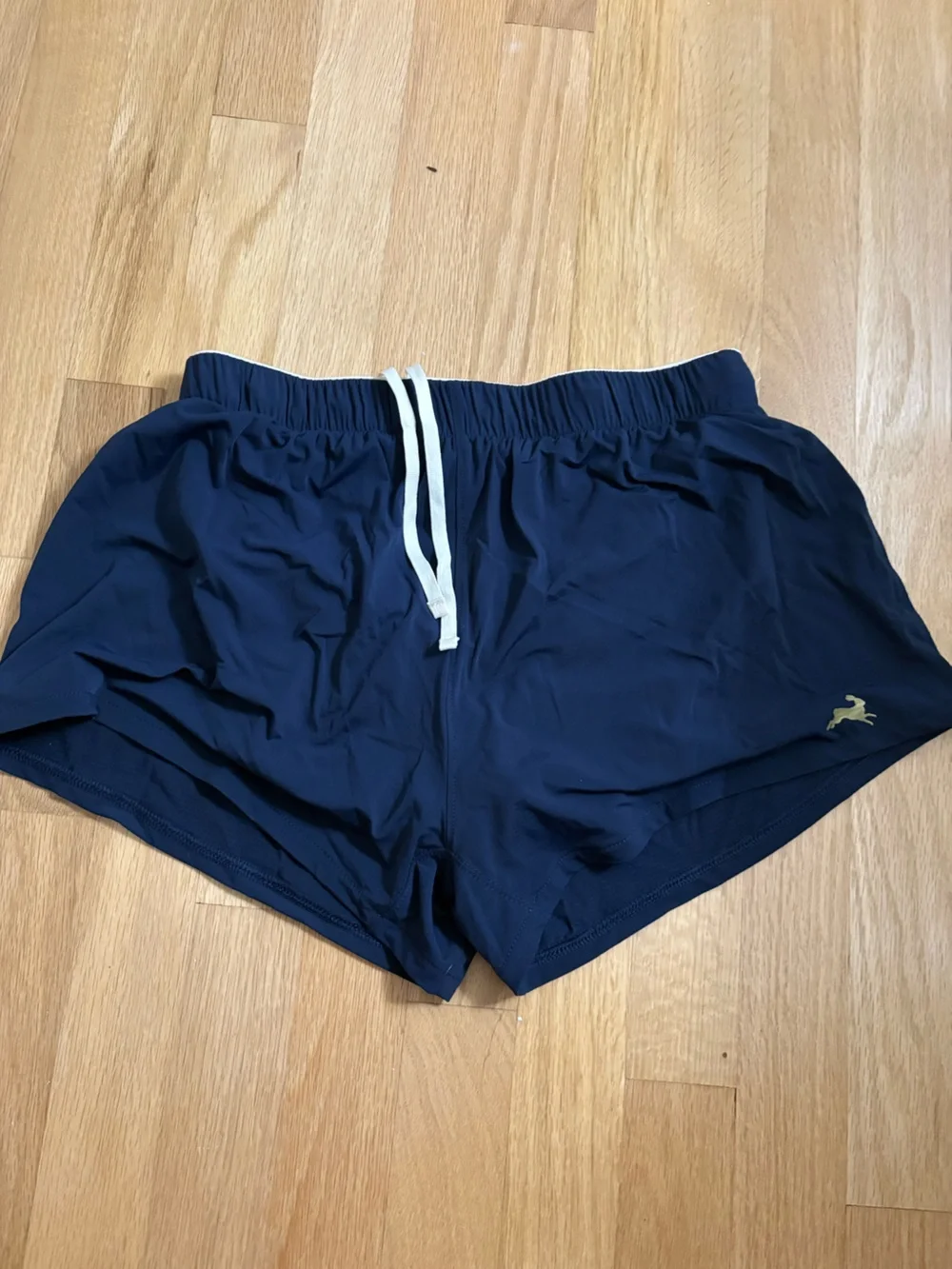 Tracksmith Navy Running Shorts with White Drawstring
